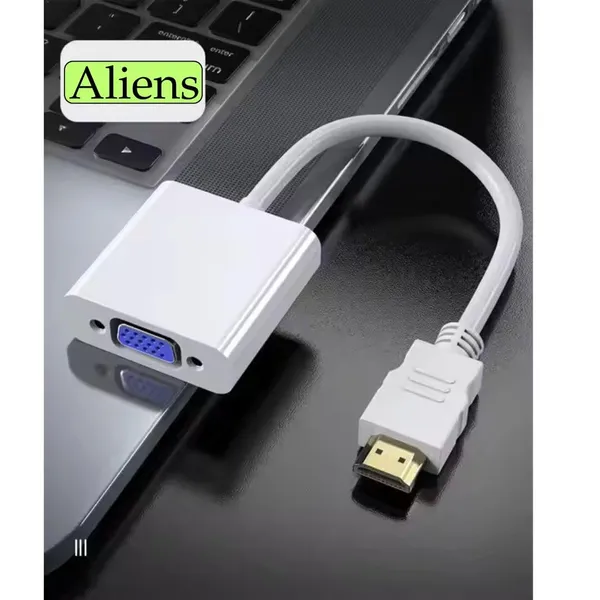 Pack_Of_2_-_Aliens_Hdmi_To_Vga_Adapter_High_Speed_1080P_Hdtv_Converter_Male_To_Female_With_Audio_Cable_For_Computer_Desktop_Laptop_Pc_Monitor_Projector_Hdtv_Other_Devices_With_Hdmi_Pearl_White
