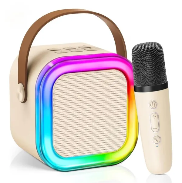 Portable_Karaoke_Machine_With_Wireless_Microphone_Rgb_Led_Lights_Bluetooth_Speaker_Cream