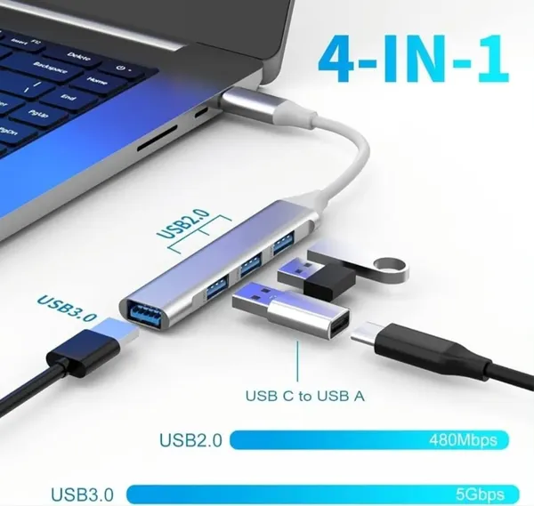 Pack_Of_2_-_Usb_C_Hub_4_Port_Usb_3.0__Silver_Portable_Multi_Port_Expander_With_Cable