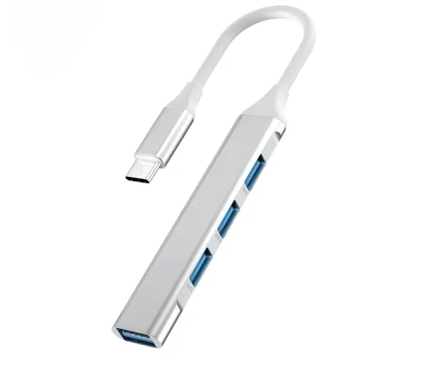 Pack_Of_2_-_Usb_C_Hub_4_Port_Usb_3.0__Silver_Portable_Multi_Port_Expander_With_Cable