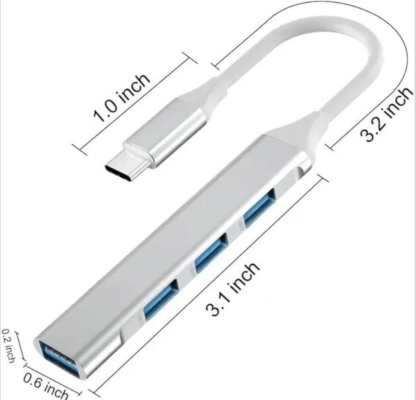 Pack_Of_2_-_Usb_C_Hub_4_Port_Usb_3.0__Silver_Portable_Multi_Port_Expander_With_Cable