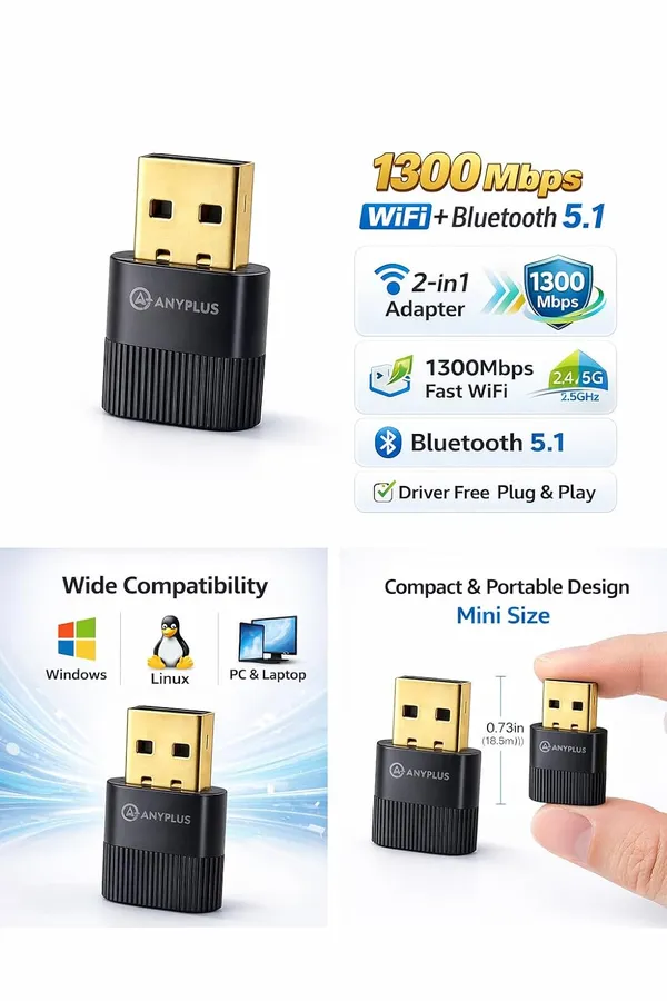 Anyplus_1300Mbps_Usb_Wifi_Adapter_With_Bluetooth_5_1_Dual_Band_2_4Ghz_5Ghz_Wireless_Dongle_Driver_Free_Plug_And_Play_Mini_Usb_Adapter_For_Pc_And_Laptop
