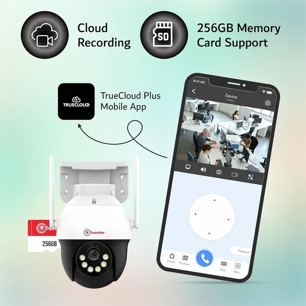 Trueview_3Mp_4G_Mini_Pt_Security_Camera_With_Sim_Support_All_Time_Color_Vision_360_Pan_Two_Way_Audio_Human_Detection_256Gb_Sd_Cloud_Ip66_Waterproof_Alexa_Compatible_Stqc_Certified
