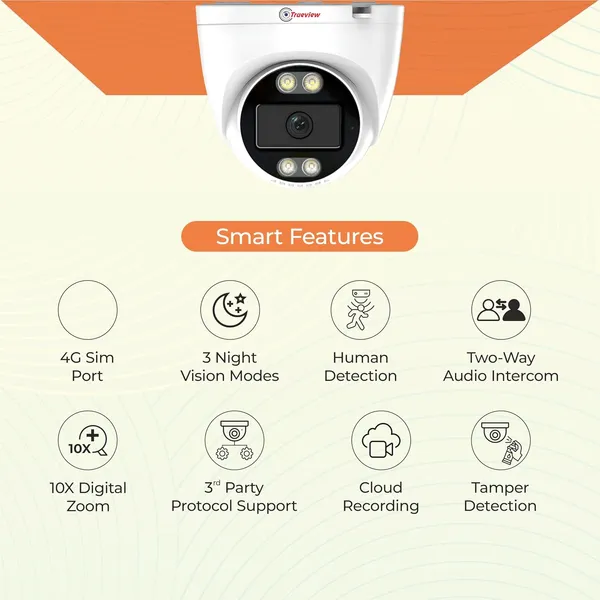 Trueview_3Mp_4G_Dome_Security_Camera_All_Time_Color_Night_Vision_4G_Sim_Support_Human_Detection_Two_Way_Audio_Supports_Upto_256Gb_Memory_Card_Stqc_Approved