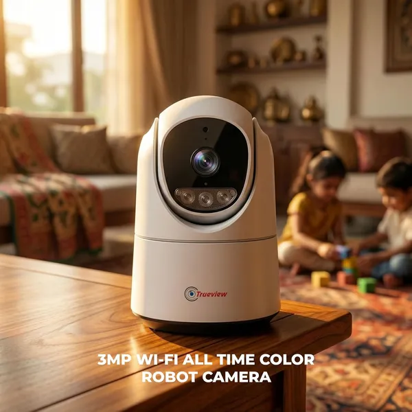 Trueview_3Mp_Wifi_Atc_Robot_Camera_Bis_Er_Stqc_Certified_Wifi_Cctv_Camera_All_Time_Color_Night_Vision_Pan_Tilt_Smart_Tracking_2_Way_Audio_Memory_Card_Cloud_Alexa_T18296S