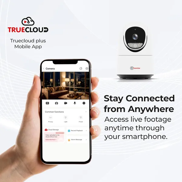Trueview_3Mp_Wifi_Atc_Robot_Camera_Biser_(Stqc_Certified)_Wifi_Cctv_Camera_All_Time_Color_Night_Vision_Pan_Tilt_Smart_Tracking_2Way_Audio_Memory_Card_And_Cloud_Alexa_T18296S