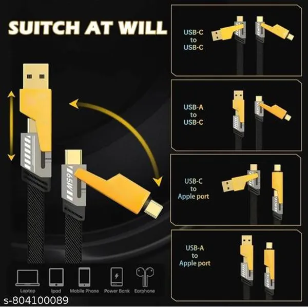 Pack_Of_2_-_4_In_1_Fast_Charging_Data_Cable_65W_Usb_To_Type_C_Micro_Usb_Lightning_Multi_Charging_Cable_Nylon_Braided_Fast_Charger_Cable_For_Mobile_Tablet_Laptop