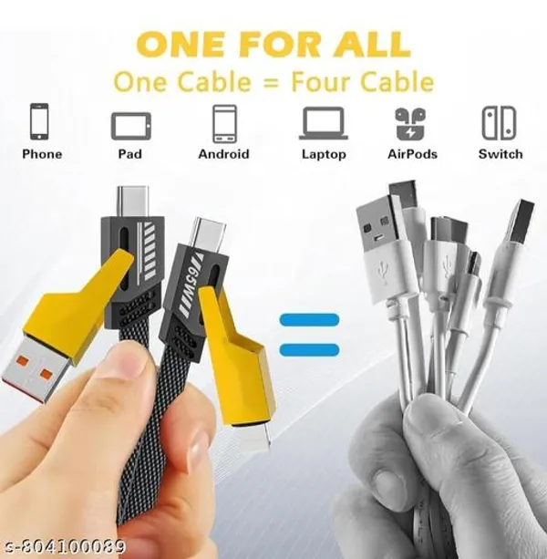 Pack_Of_2_-_4_In_1_Fast_Charging_Data_Cable_65W_Usb_To_Type_C_Micro_Usb_Lightning_Multi_Charging_Cable_Nylon_Braided_Fast_Charger_Cable_For_Mobile_Tablet_Laptop