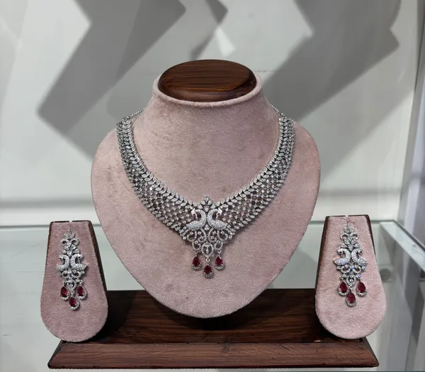 Elegant_American_Diamond_Necklace_Set_With_Ruby_Red_Drops