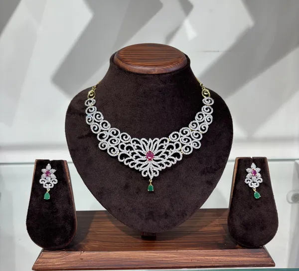 Traditional_American_Diamond_Necklace_Set_With_Pink_And_Green_Stone_Accents