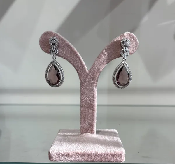 Purple_Crystal_Teardrop_Earrings_With_Silver_Detailing