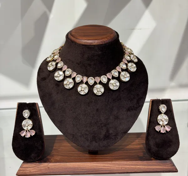 American_Diamond_Necklace_Set_With_Pink_Stone_Accents