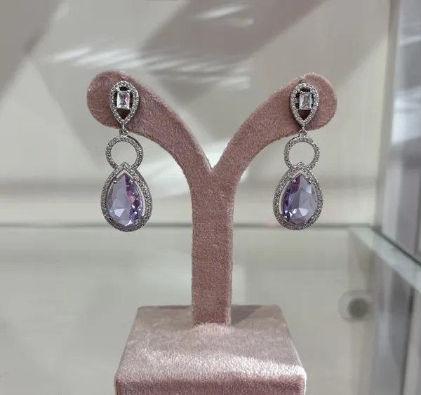 Purple_Crystal_Drop_Earrings_With_Silver-Tone_Finish