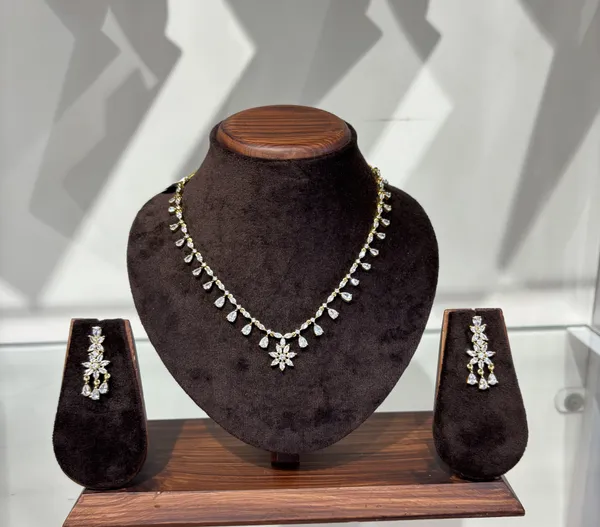 Elegant_American_Diamond_Necklace_Set_With_Floral_Pendant_And_Drop_Earrings