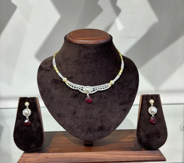 American_Diamond_Necklace_Set_With_Red_Stone_Pendant