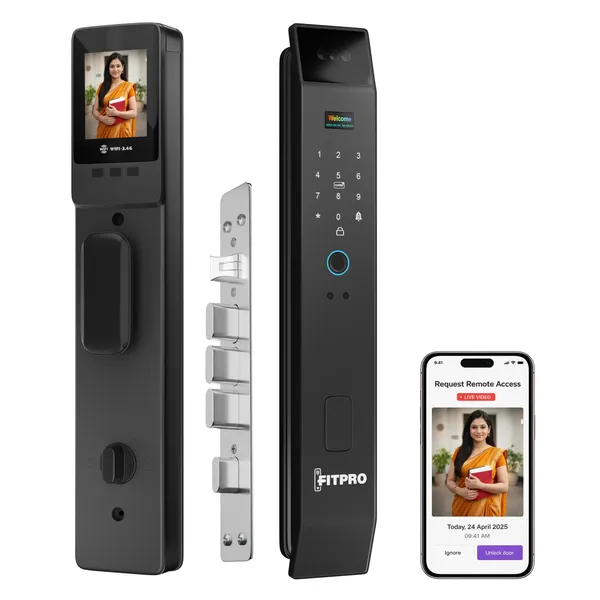 Fitpro_Vision_Guard_Video_Smart_Door_Lock_3D_Face_Fingerprint_Wifi_Rfid_Pin_Key_Smart_Door_Lock_(Grey)