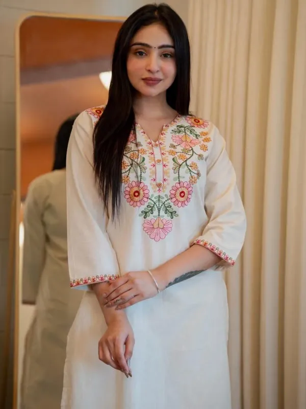 Ivory_Floral_Embroidered_Cotton_Kurta_Set_with_Straight_Pants_for_Women