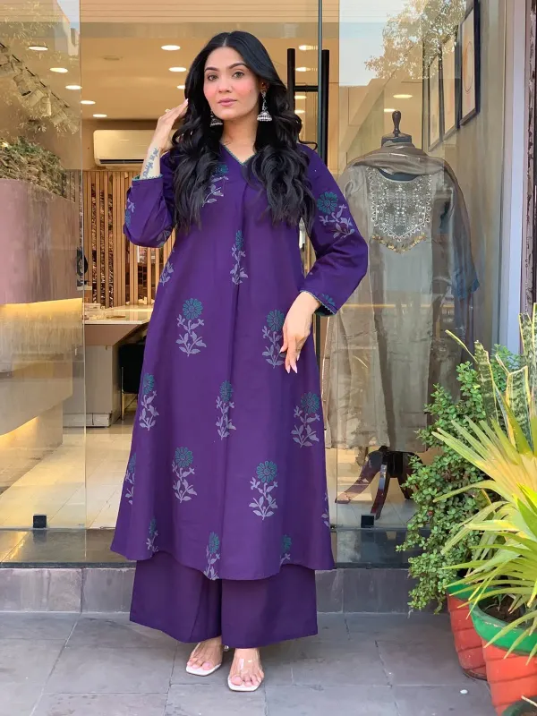 Royal_Purple_Floral_Printed_Kurta_Palazzo_Set_for_Women_|_Elegant_Ethnic_Co-ord_Set