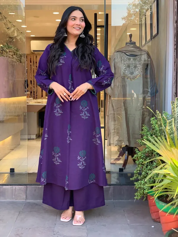 Royal_Purple_Floral_Printed_Kurta_Palazzo_Set_for_Women_|_Elegant_Ethnic_Co-ord_Set