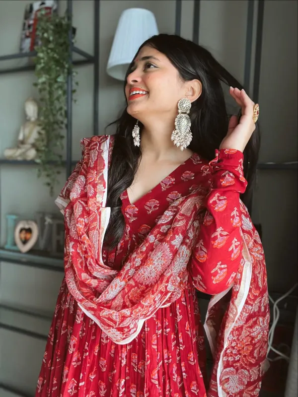 Ruby_Red_Hand_Block_Printed_Anarkali_Kurta_Set_with_Cotton_Dupatta_|_Ethnic_3-Piece_Suit_Set
