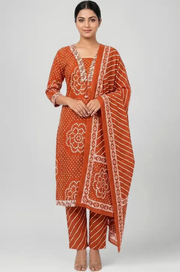 Rust_Orange_Hand_Block_Print_Cotton_Kurta_Set_with_Printed_Dupatta_for_Women