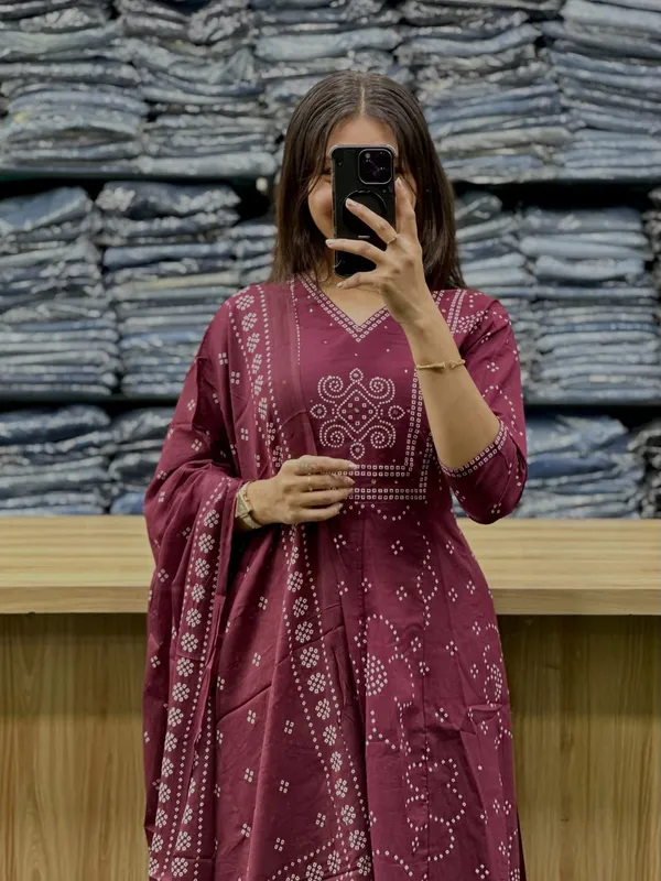 Wine_Maroon_Printed_Anarkali_Kurta_Palazzo_Set_with_Matching_Dupatta