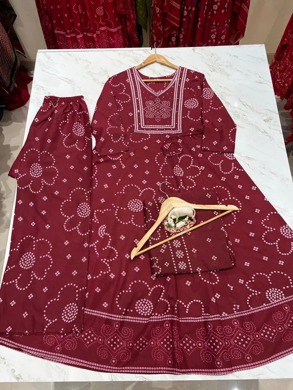 Wine_Maroon_Printed_Anarkali_Kurta_Palazzo_Set_with_Matching_Dupatta