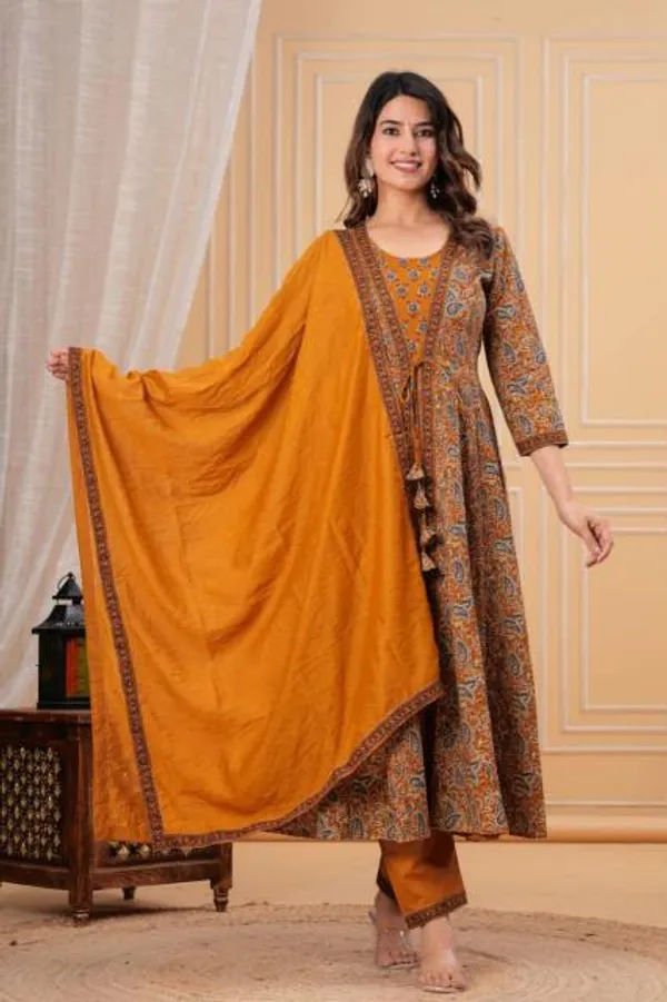 Women's_Mustard_Yellow_Floral_Printed_Anarkali_Kurta_Set_with_Dupatta