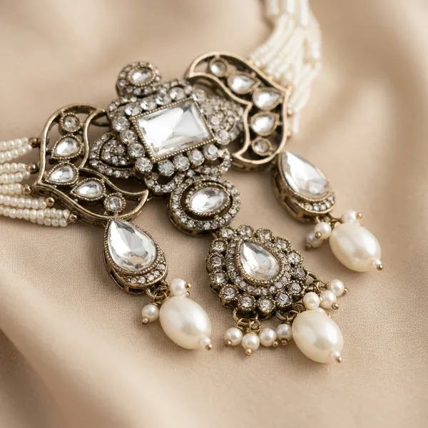 Elegant_Pearl_Bracelet_With_Antique_Kundan_Centerpiece