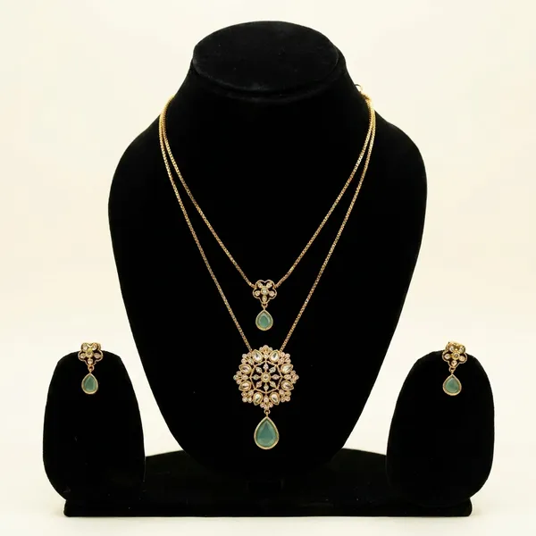 Antique_Gold_Floral_Statement_Body_Chain_Necklace_With_Green_Stone_Accents