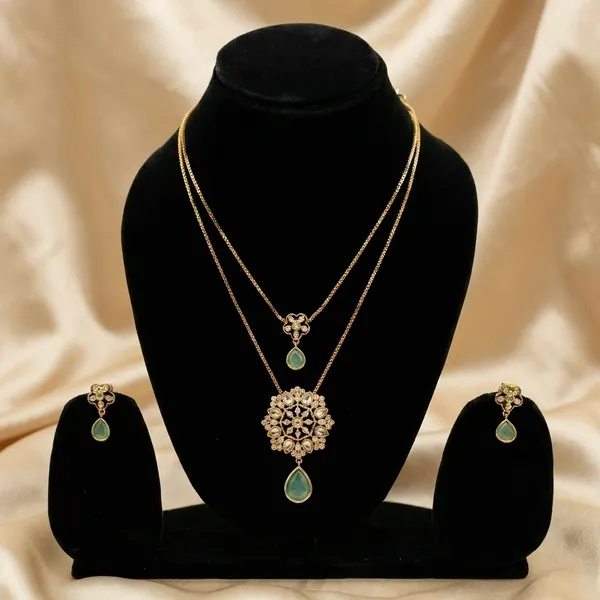 Antique_Gold_Floral_Statement_Body_Chain_Necklace_With_Green_Stone_Accents