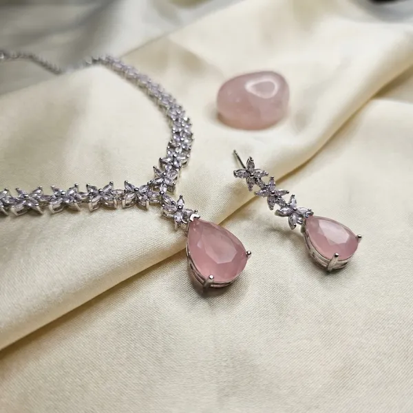 Elegant_Silver_Tone_Crystal_Necklace_With_Pink_Pendant