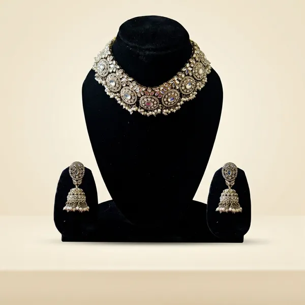 Golden_Crystal_Statement_Necklace_And_Earrings_Set