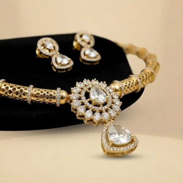 Traditional_Gold_Toned_American_Diamond_Necklace_Set_With_Pendant_And_Earrings