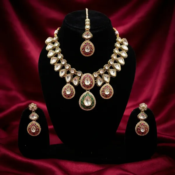 Multicolor_Kundan_Stone_Necklace_Set_With_Earrings