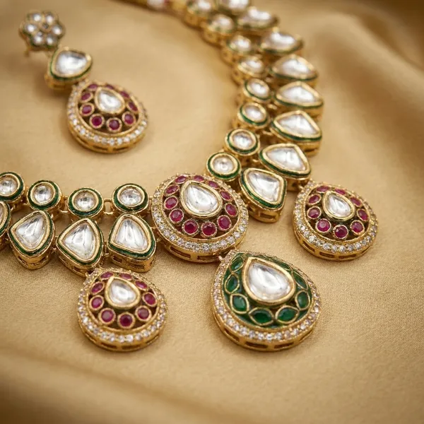 Multicolor_Kundan_Stone_Necklace_Set_With_Earrings