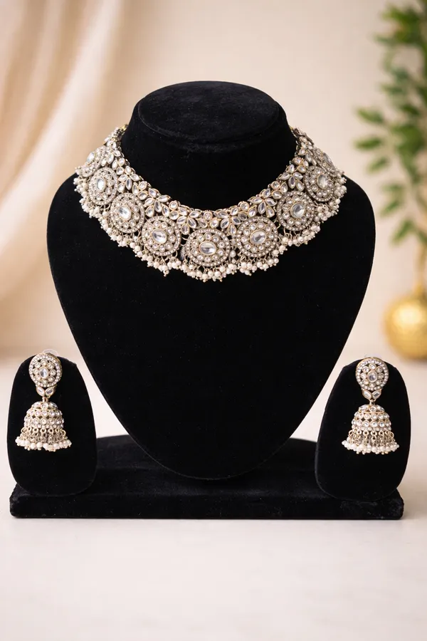 Golden_Crystal_Statement_Necklace_And_Earrings_Set