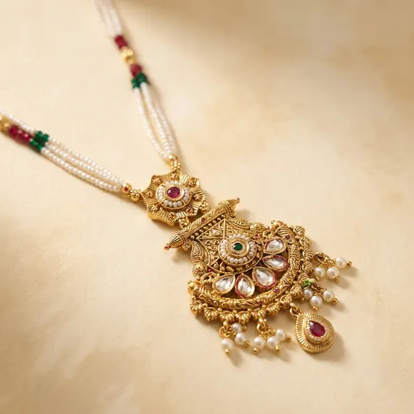 Elegant_Gold_Toned_Kundan_Necklace_Set_With_Pearl_Beads_And_Matching_Earrings