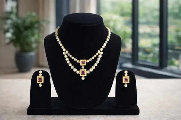 Multicolor_Elegant_Necklace_With_Square_Stone_Earrings_Pendant