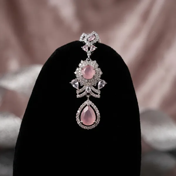 Silver_And_Pink_Stone_Jewelry_Set_Necklace_,_Earrings_And_Maang_Tikka