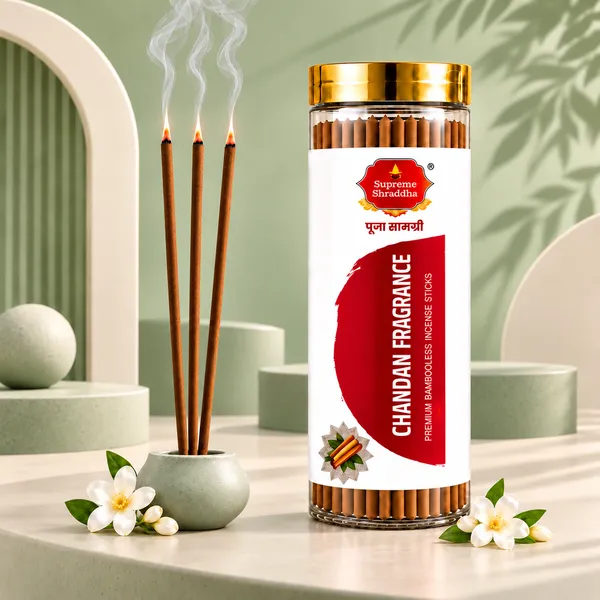 135_Sticks_Pack_Of_3_Chandan_Fragrance_-_Pure_Sandalwood_Bambooless_Incense_Sticks_include_stand.