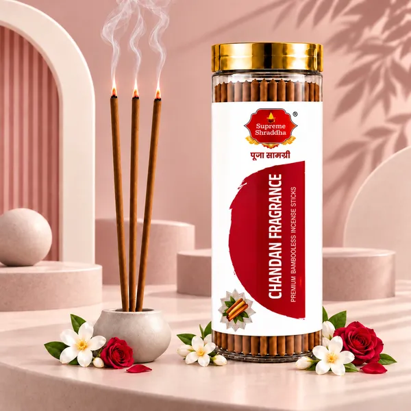135_Sticks_Pack_Of_3_Chandan_Fragrance_-_Pure_Sandalwood_Bambooless_Incense_Sticks_include_stand.