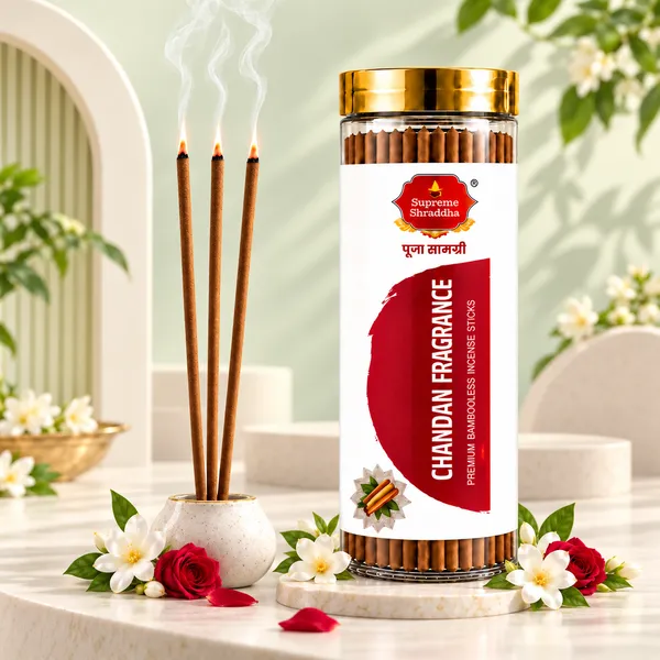 135_Sticks_Pack_Of_3_Chandan_Fragrance_-_Pure_Sandalwood_Bambooless_Incense_Sticks_include_stand.
