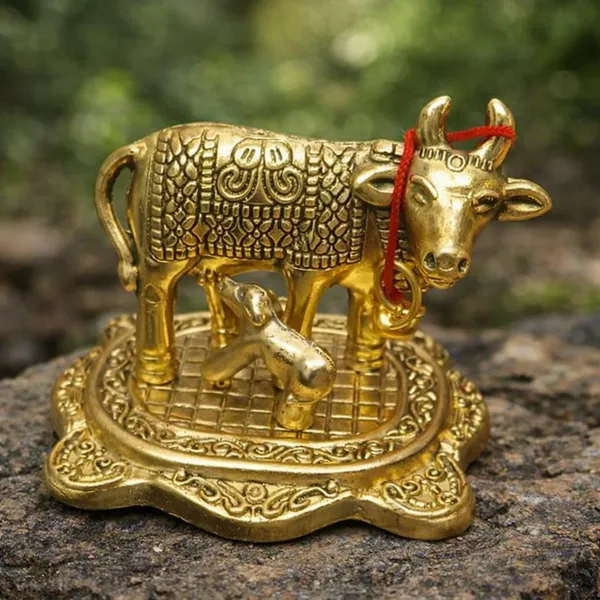 Kamdhenu_Cow_And_Calf_Brass_Idol_With_Base