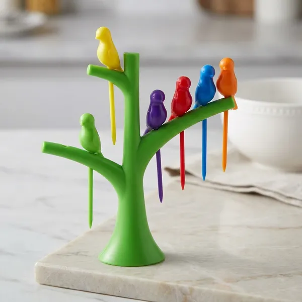 Birdies_On_A_Tree_Fruit_Fork_Set_Colorful_&_Reusable_Party_Picks_(Set_Of_6)