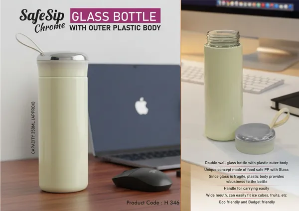 Safesip_Chrome_Glass_Water_Bottle_With_Outer_Plastic_Body