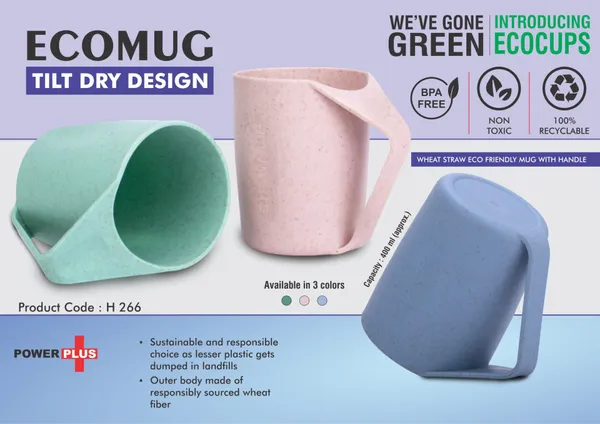 Ecomug_Wheat_Straw_EcoFriendly_Mug_With_Handle_Tilt_Dry_Design_(Set_Of_3)
