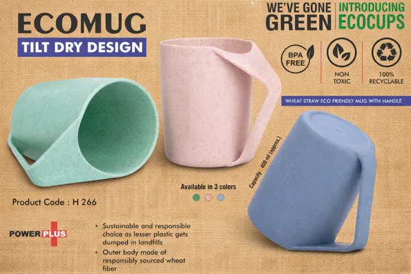 Ecomug_Wheat_Straw_EcoFriendly_Mug_With_Handle_Tilt_Dry_Design_(Set_Of_3)