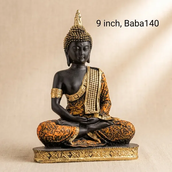 9Inch_Golden_Black_Buddha_Statue_Meditating_Pose_With_Decorative_Robes