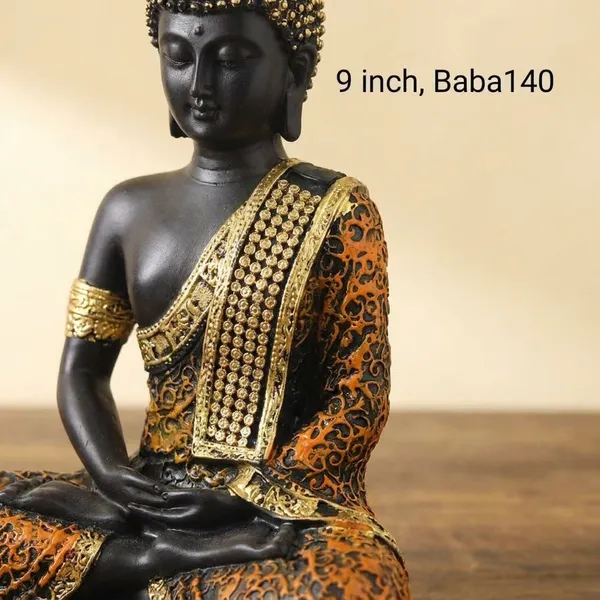 9Inch_Golden_Black_Buddha_Statue_Meditating_Pose_With_Decorative_Robes